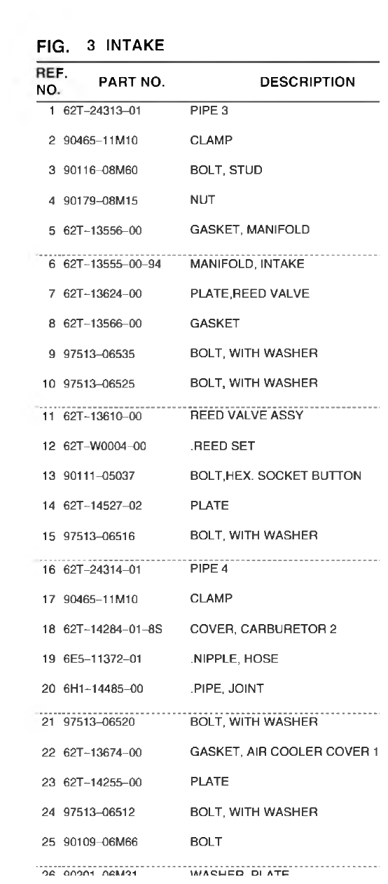 Yamaha VX700-S(F3D7_6DUD_6DU1 INTAKE parts diagram